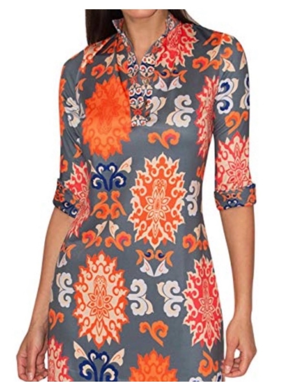 Gretchen Scott Mandarin Dress in Turkish Delight Print Size Large
